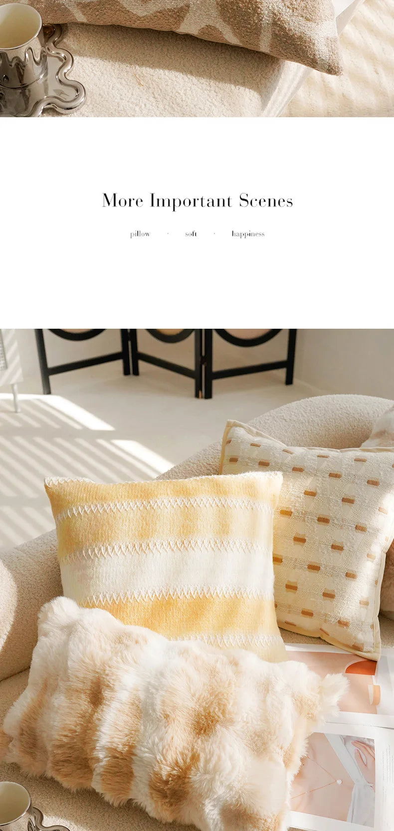 Coussin Déco : Style Vintage Français Marron Crème