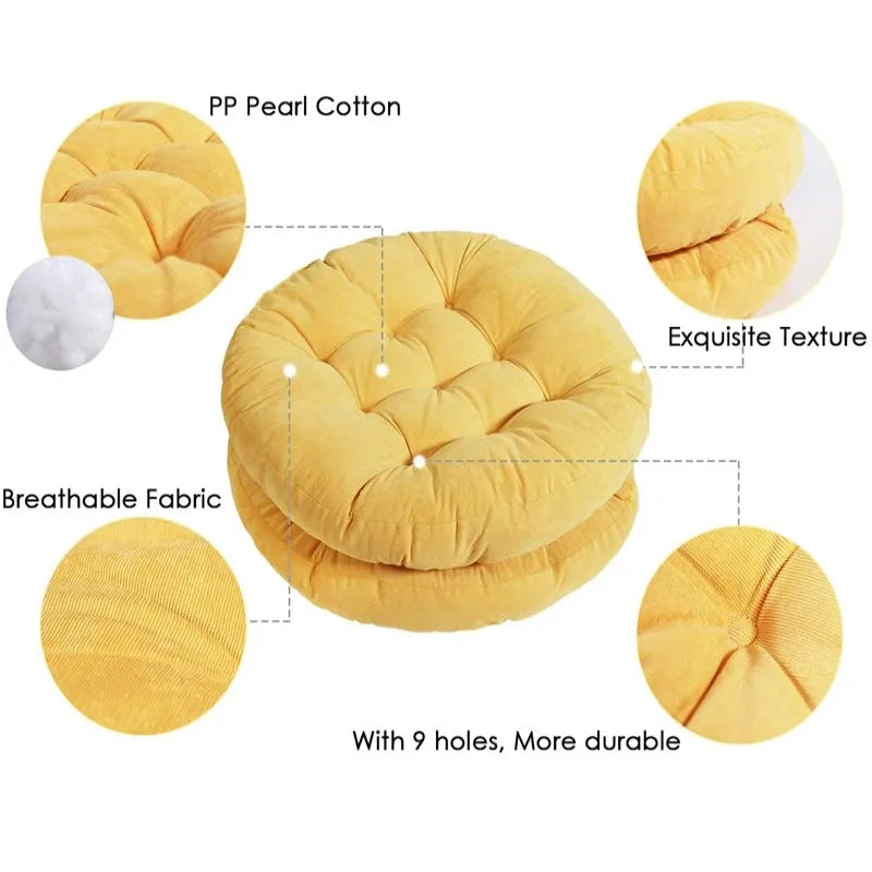 Coussin rond : confort touffeté pour méditation & salon