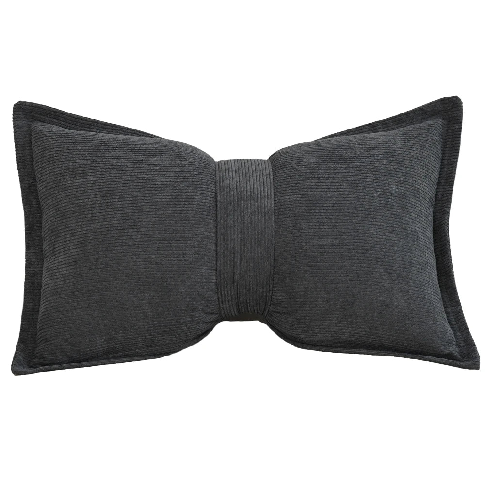 Coussin Déco Velours Côtelé Nœud Luxe Princesse