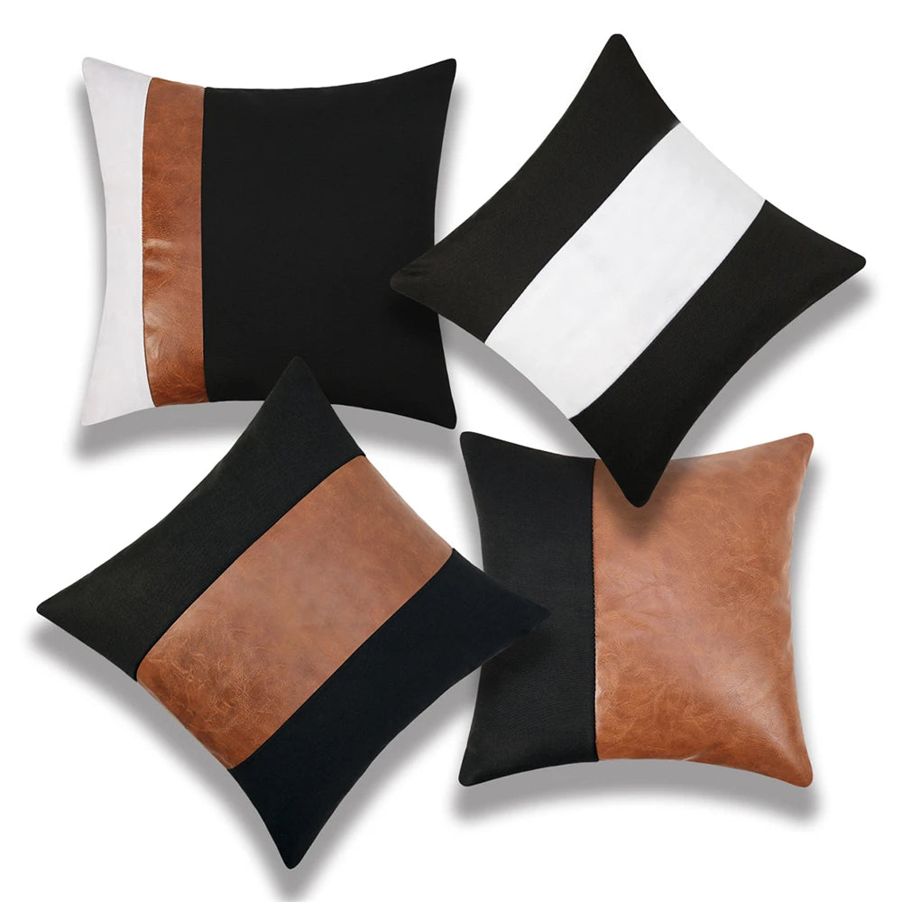 Coussin décoratif – Patchwork Similicuir Luxe