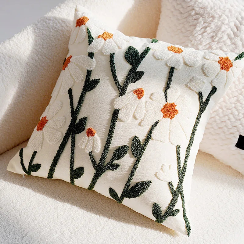 Coussin Carré : Vintage Nordique Luxe Crème