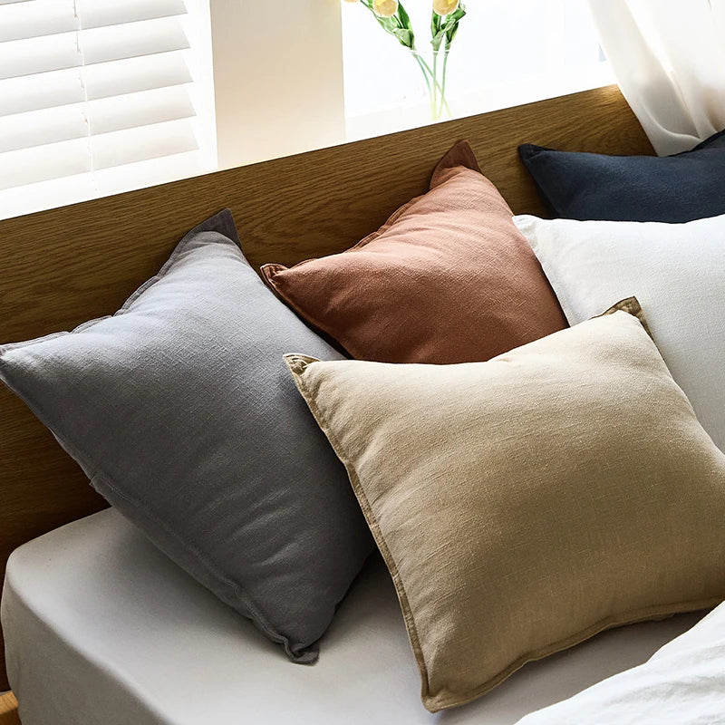 Coussin – Housse Unie Coton Ramie Lavable