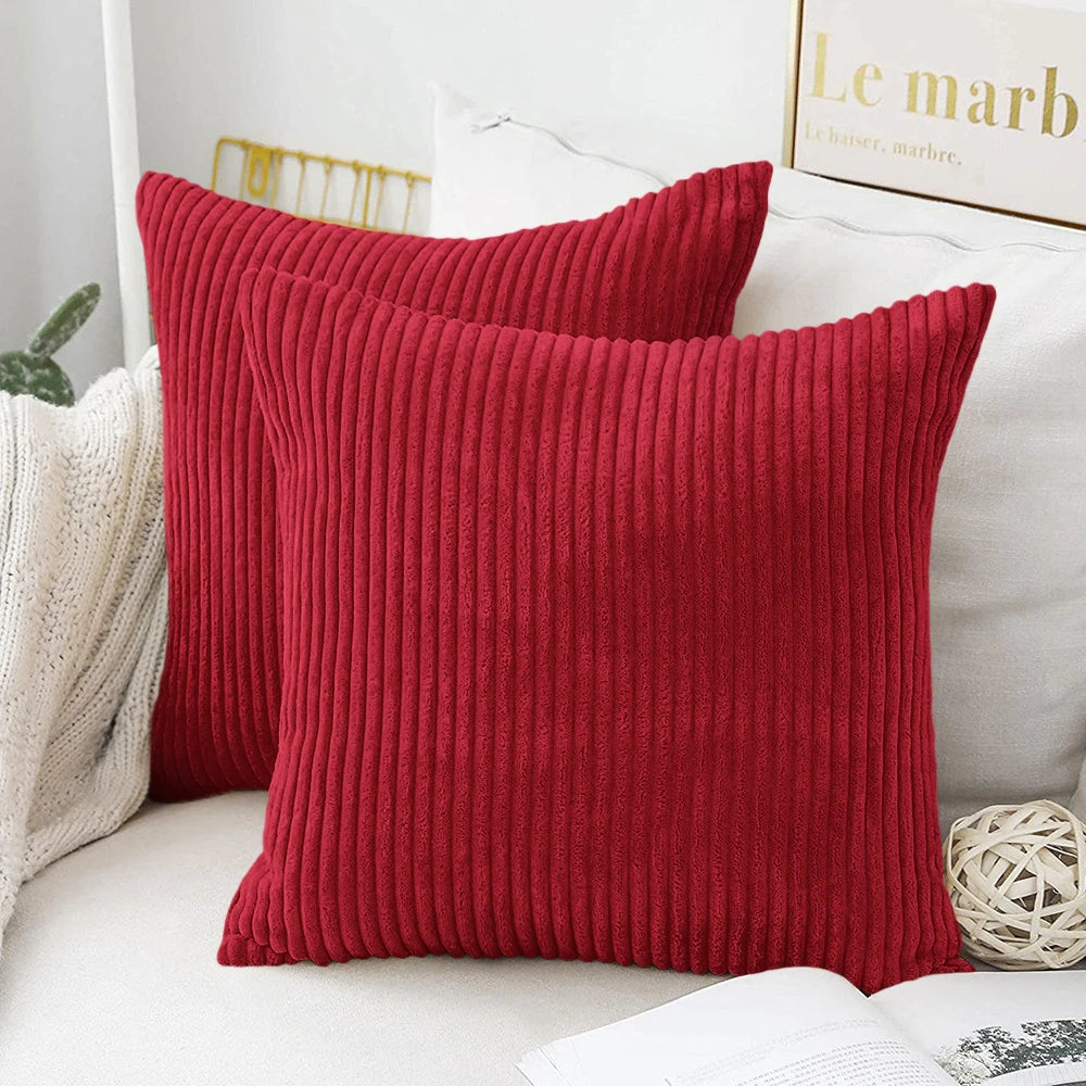 Coussin – Housse Carrée Poilue Rayée Bohème