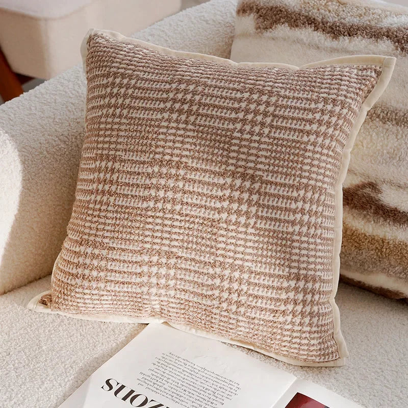 Coussin : Housse Rétro Crème et Marron 45x45cm