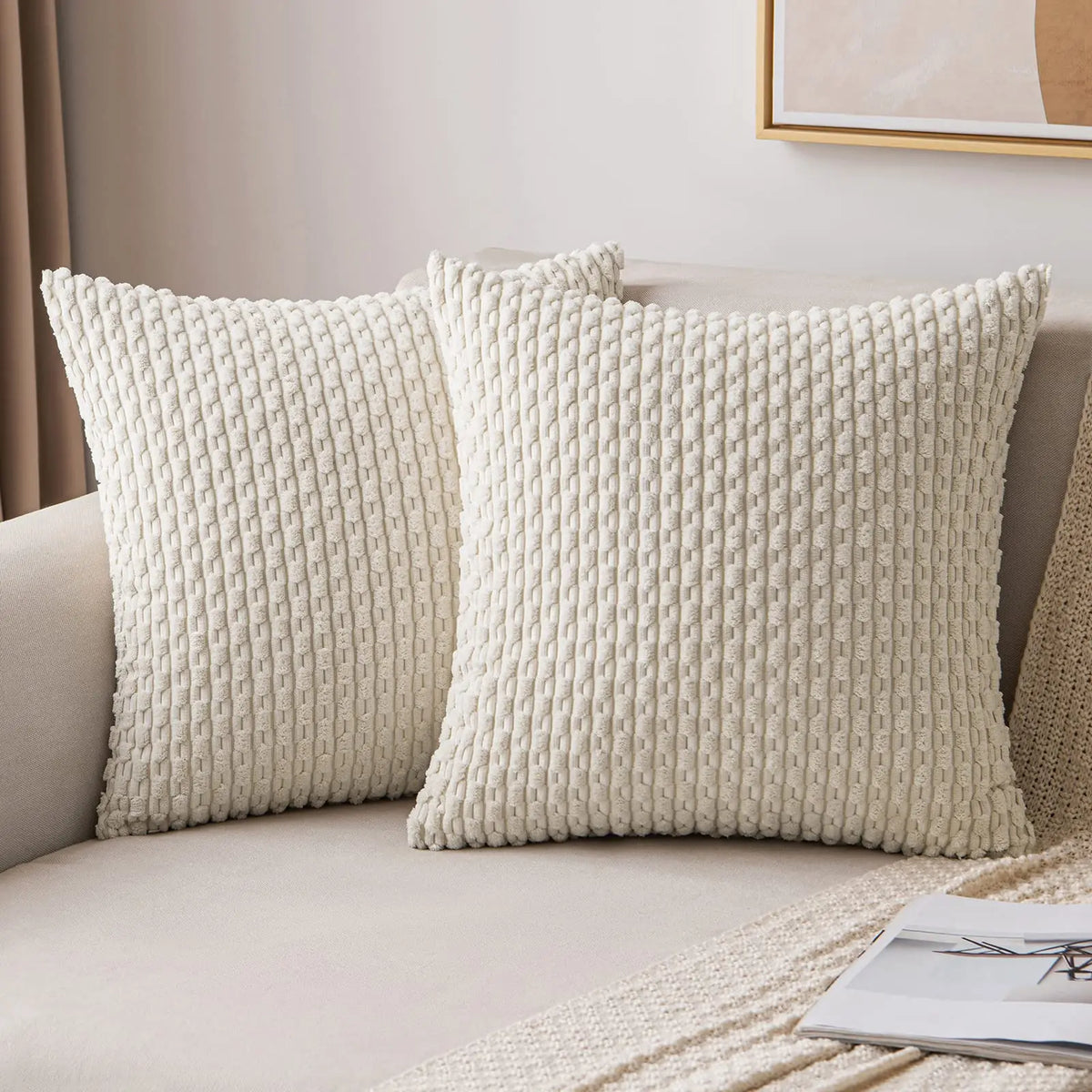 coussin raye terracotta