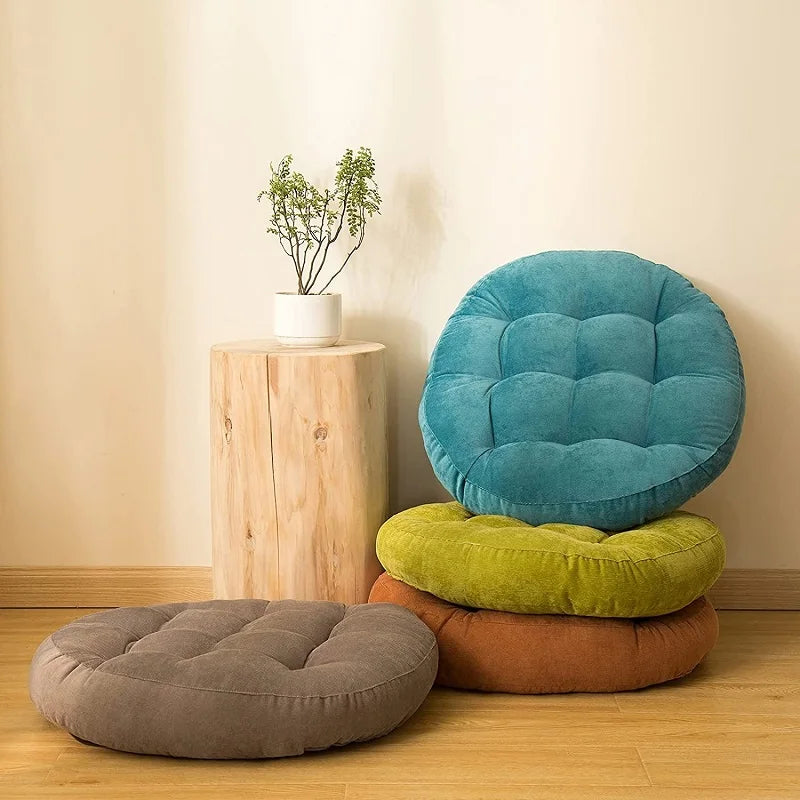 Coussin rond : confort touffeté pour méditation & salon