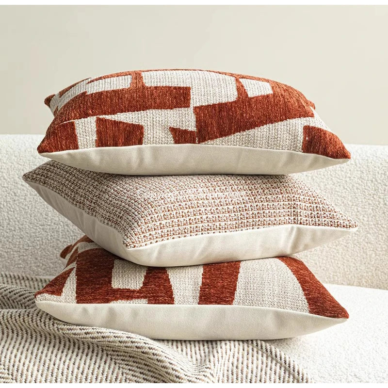 Coussin : Housse décorative Jacquard Bohème Terre Cuite