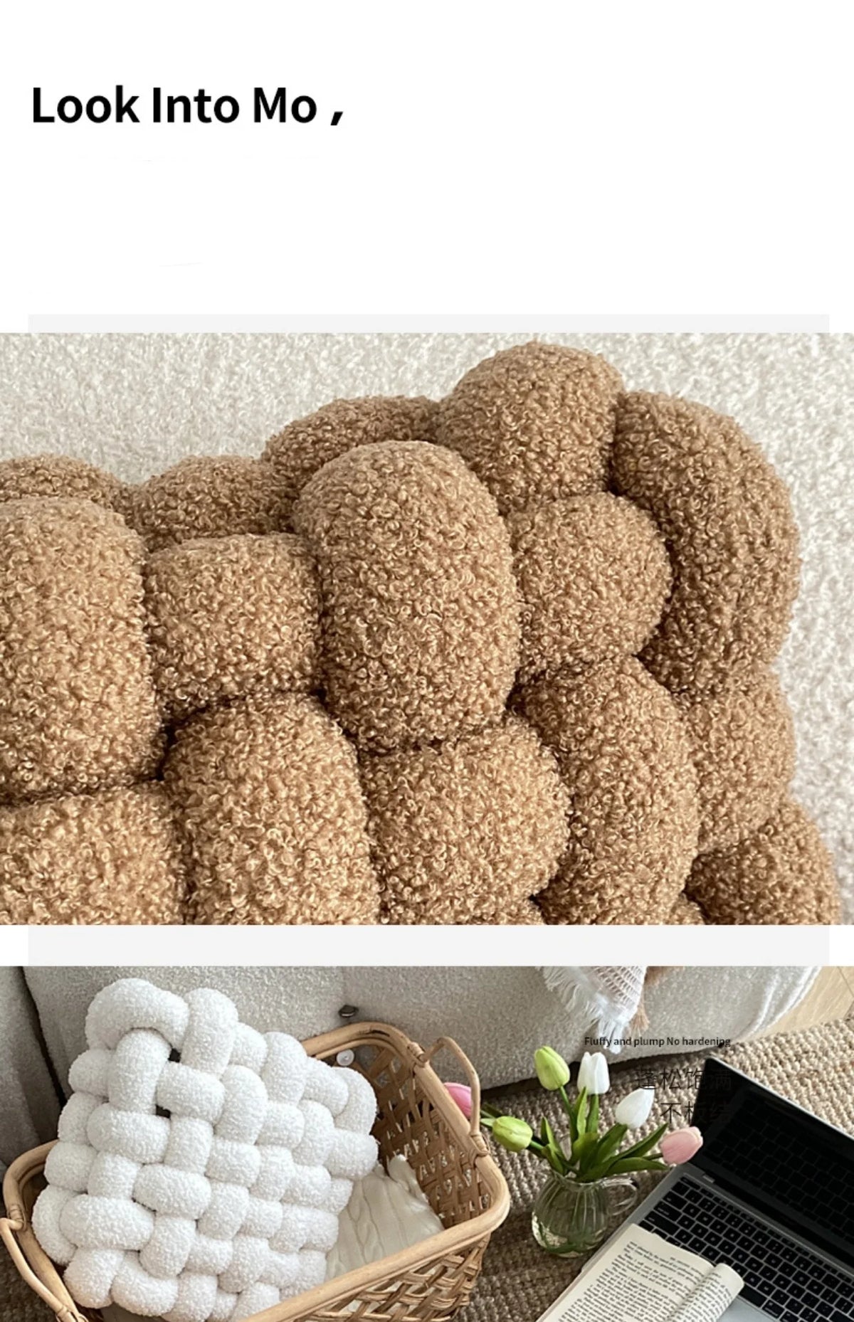 Coussin Nœud : Déco Nordique, Douceur Polaire Berbère