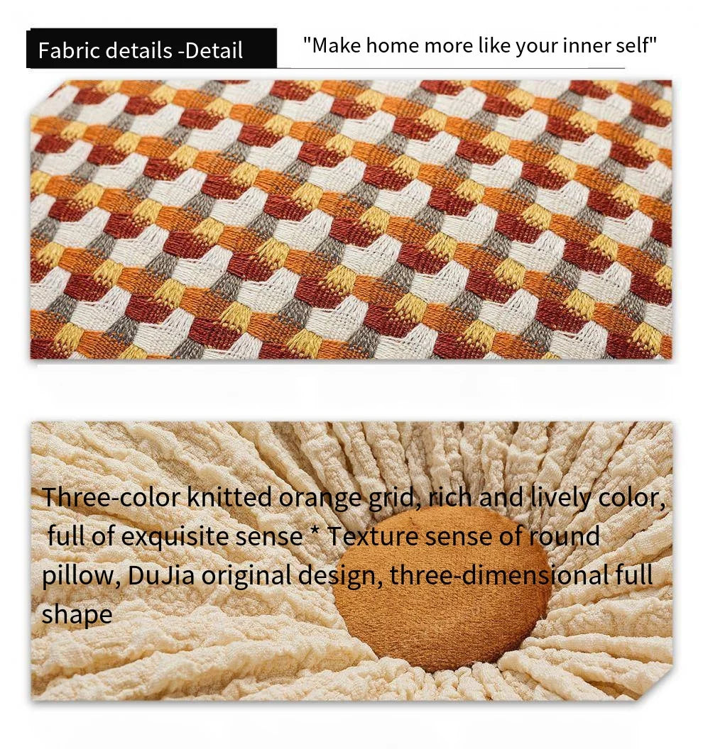 Coussin rond : orange, moderne et rétro