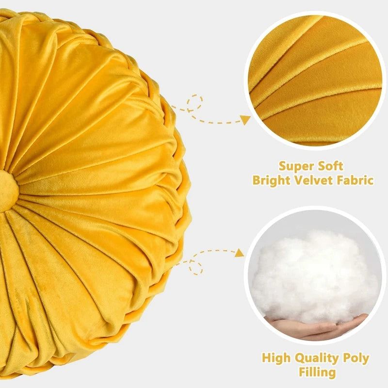 Coussin : Velours Rond Décoratif, Style Citrouille