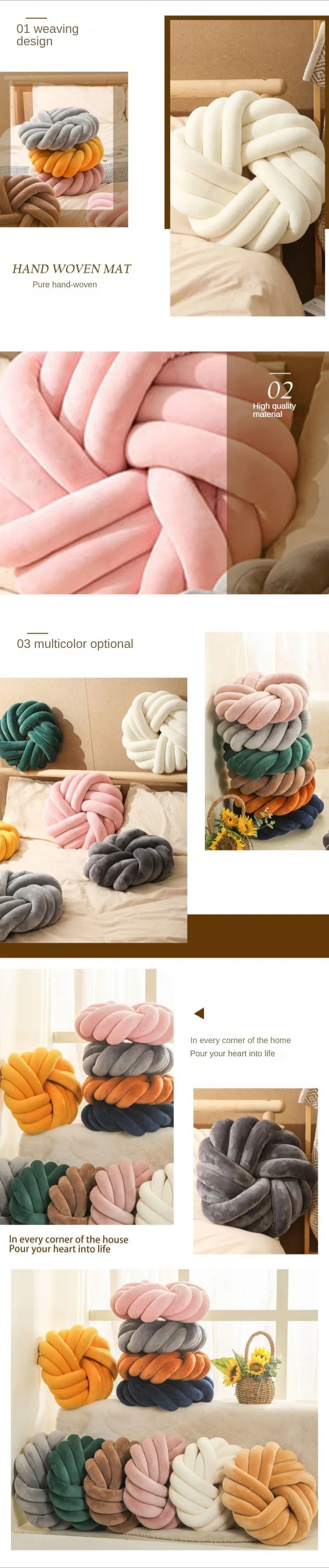Coussin Rond – Velours Tressé, Confort Design