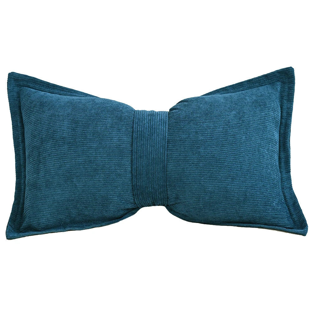 Coussin Déco Velours Côtelé Nœud Luxe Princesse